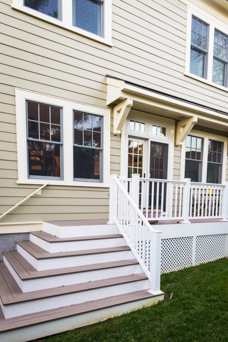 back deck addition craftsman home with french doors stairs to yard