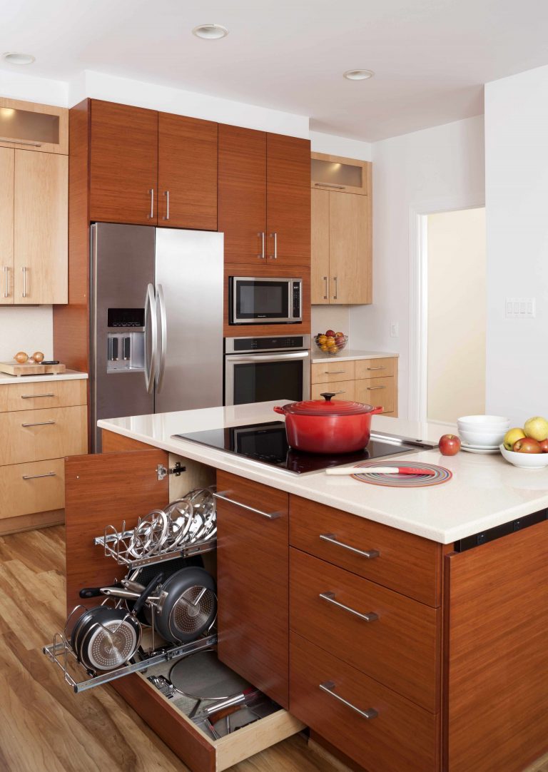 modern kitchen lots of storage various wood tones