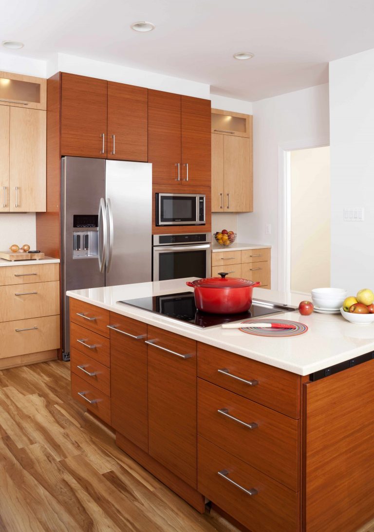 modern kitchen lots of storage various wood tones