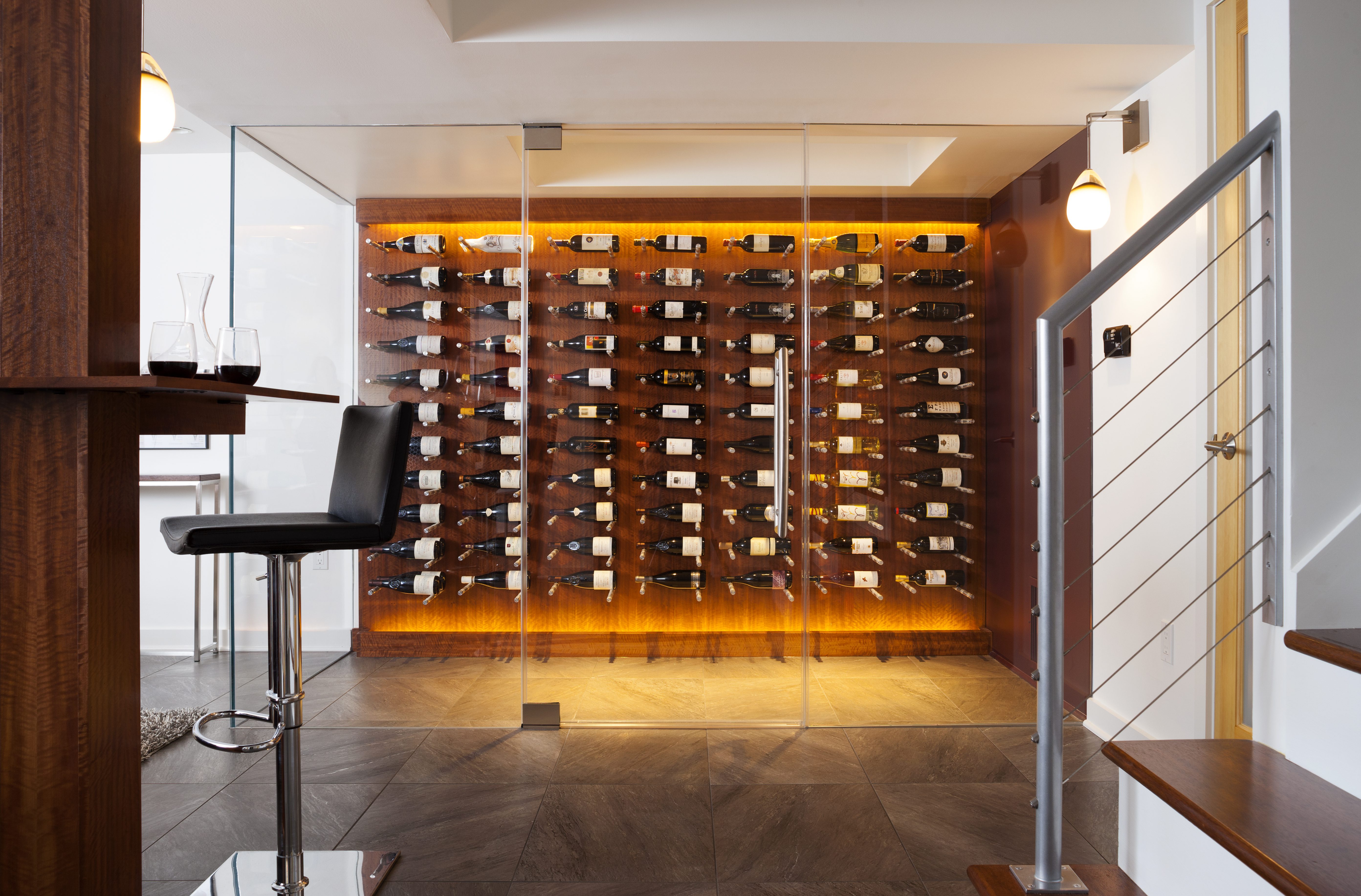 Wine on display in wine cellar