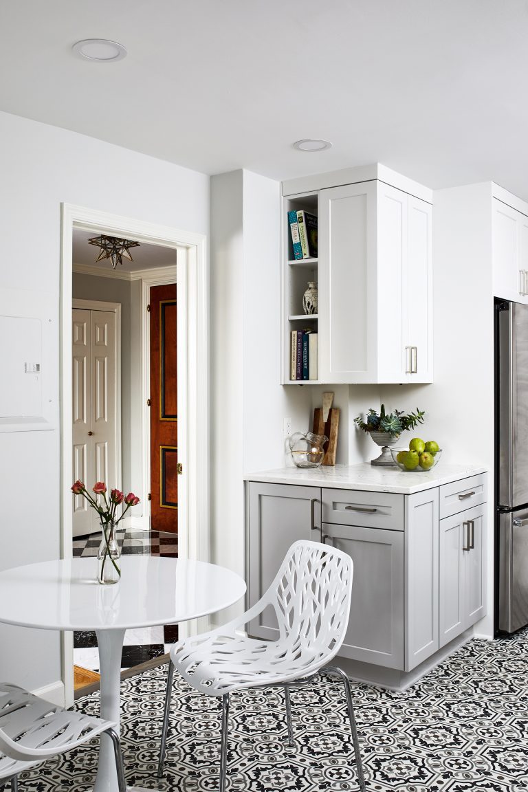 black and white kitchen tiles with entrance front door way