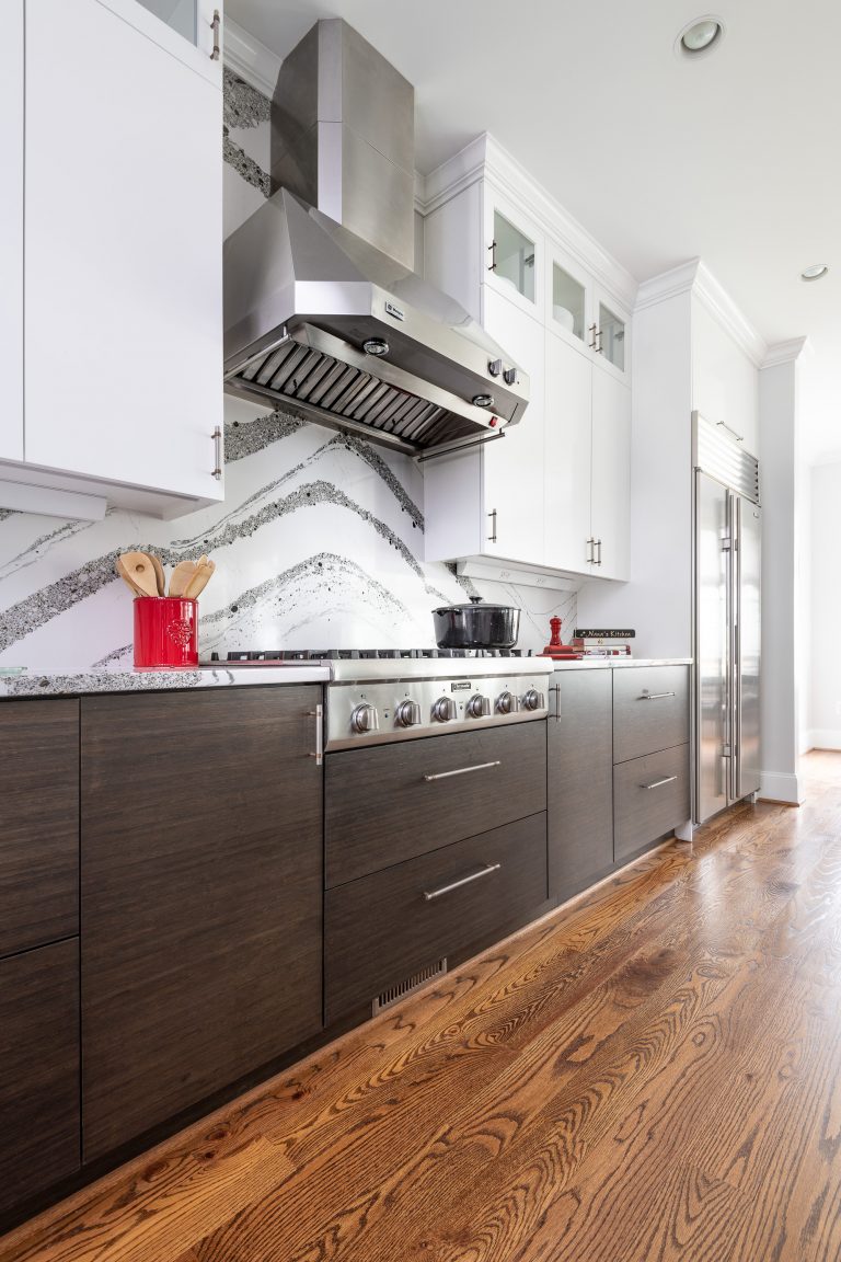 maryland kitchen stainless steel range hood fan above range top with 6 gas burners